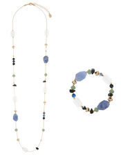 Beaded Rope Necklace and Bracelet Set, , large