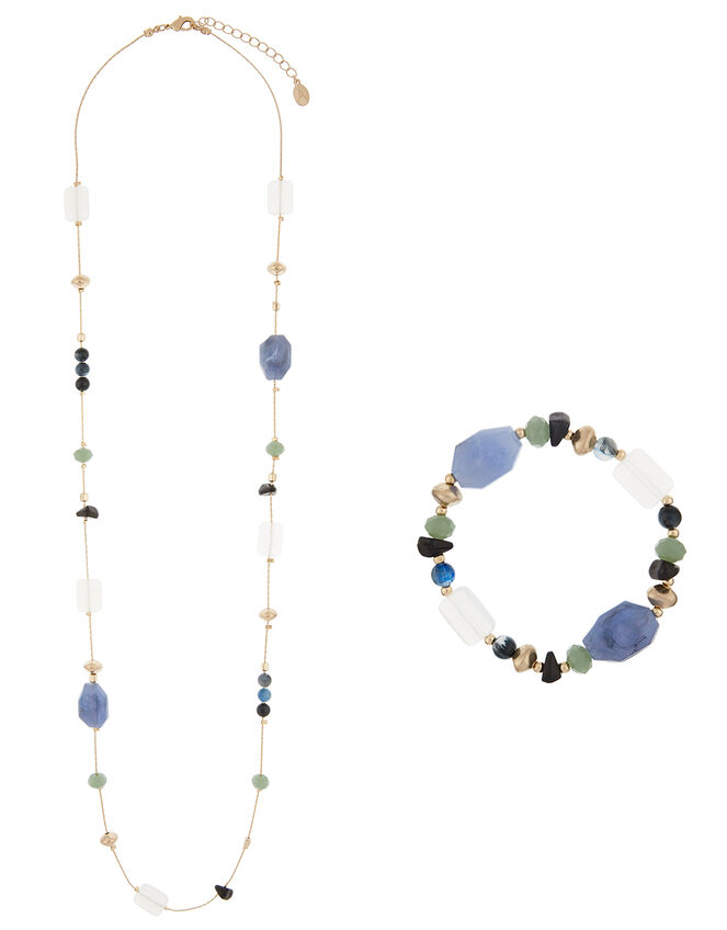 Beaded Rope Necklace and Bracelet Set, , large