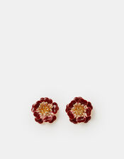 Enamel Flower Stud Earrings, , large