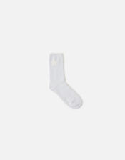Star Design Fluffy Sock, Grey (GREY), large