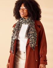 Leopard Print Lightweight Scarf in Recycled Polyester, , large