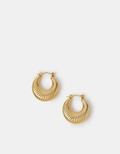 Stainless Steel Chunky Ridge Hoop Earrings, , large