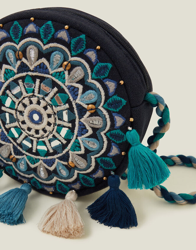 Round Tassel Cross-Body Bag, , large
