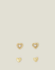 14ct Gold-Plated Heart Studs, , large