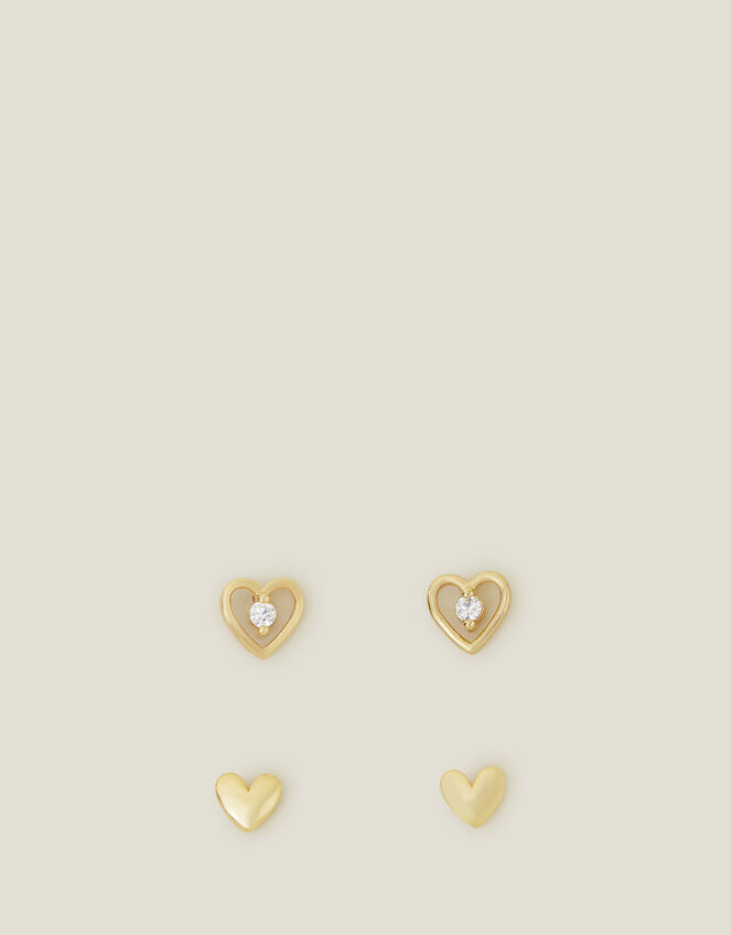 14ct Gold-Plated Heart Studs, , large