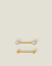 2-Pack 14ct Gold-Plated Surgical Steel Nipple Bars, , large