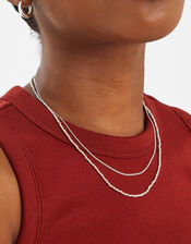 Sterling Silver-Plated Bead Layered Necklace, , large