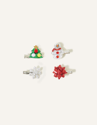 Girls Christmas Mixed Hair Clips 4 Pack, , large