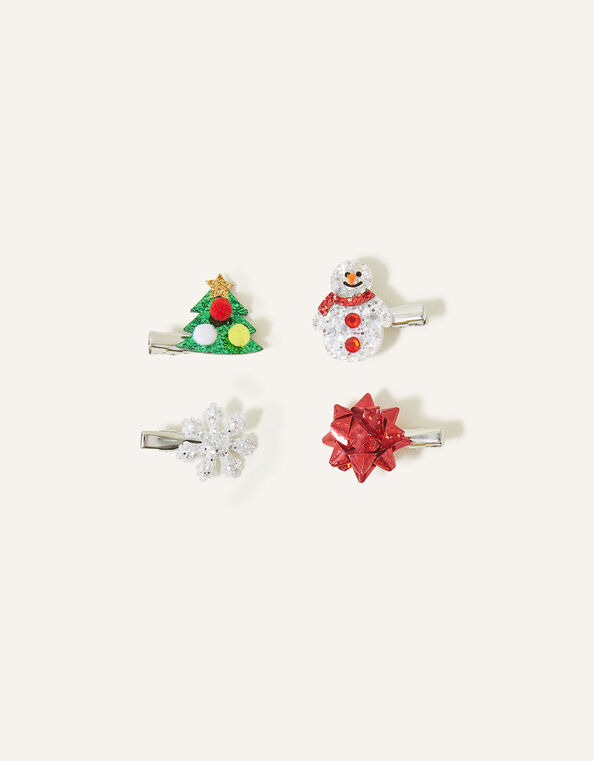 Girls Christmas Mixed Hair Clips 4 Pack, , large