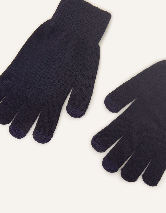 Super Stretch Touch Screen Gloves, Blue (NAVY), large