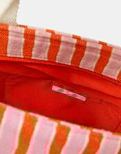 Slogan Stripe Beach Tote Bag, , large