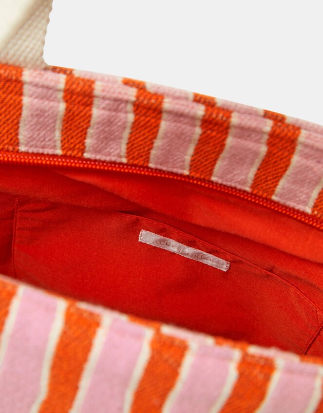 Slogan Stripe Beach Tote Bag, , large