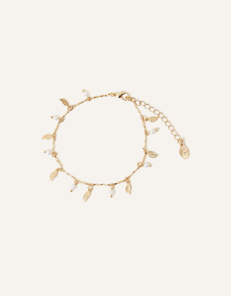 Pearl and Leaf Anklet, , large