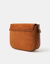 Saddle Buckle Crossbody Bag, Tan (TAN), large