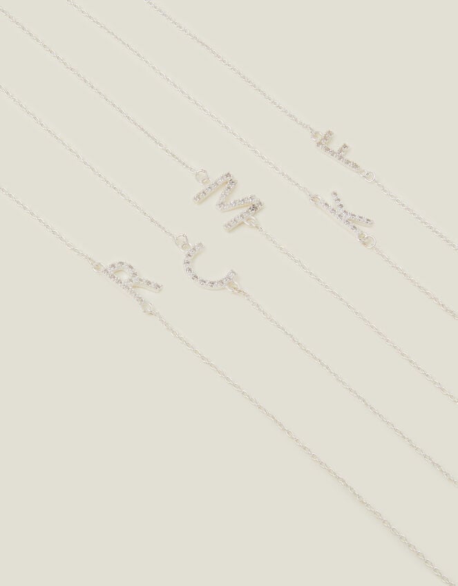 Sterling Silver Sparkle Initial Bracelet, Silver (ST SILVER), large