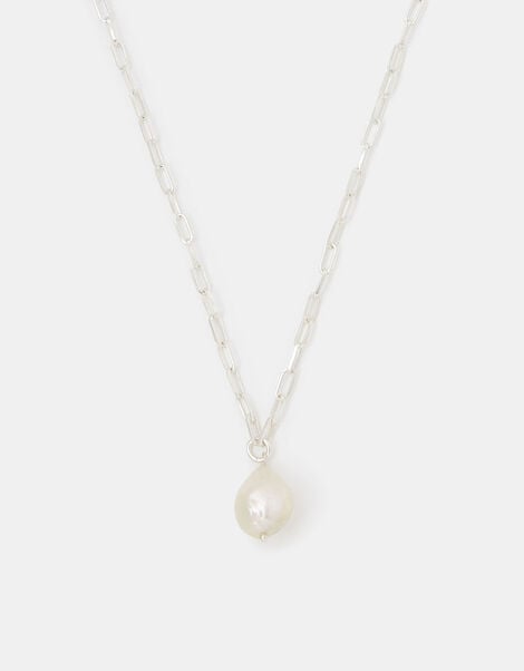 Sterling Silver Pearl Pendant Necklace, , large
