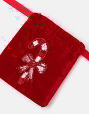 Candy Cane Velvet Drawstring Pouch, , large