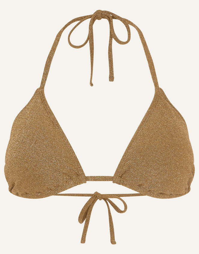 Shimmer Triangle Bikini Top Gold Bikini tops Accessorize UK