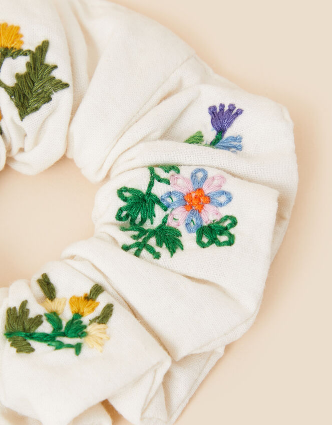 Embroidered Floral Scrunchie , , large