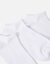 Supersoft Cotton Ankle Socks Set of Three, White (WHITE), large
