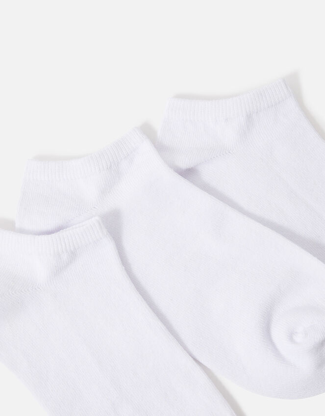 Supersoft Cotton Ankle Socks Set of Three, White (WHITE), large