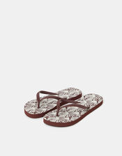 Shell Print Flip Flops, Brown (CHOCOLATE), large