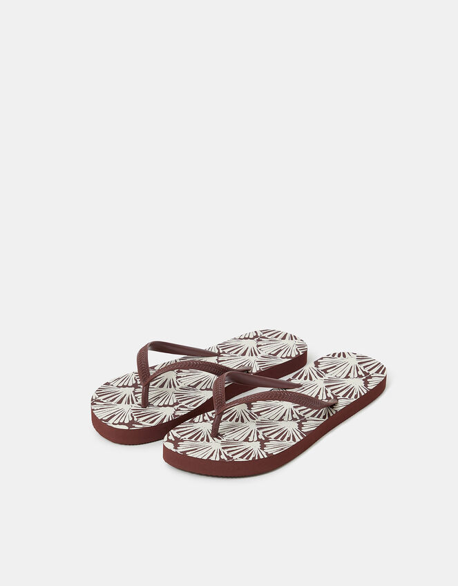 Shell Print Flip Flops, Brown (CHOCOLATE), large