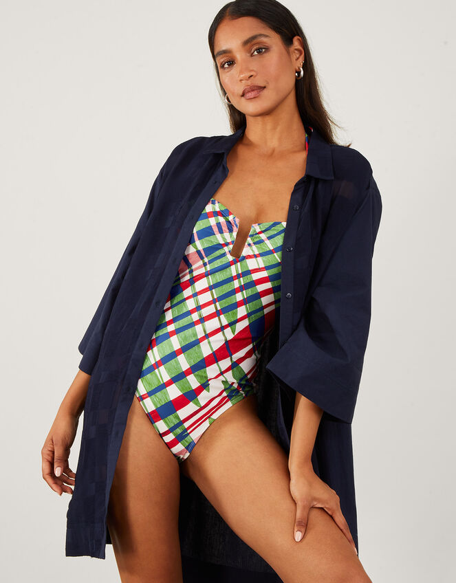 Geometric Jacquard Shirt, Blue (NAVY), large