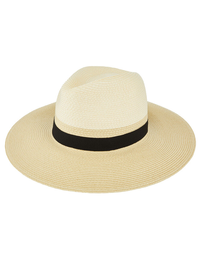 Two Tone Fedora Hat, Natural (NATURAL), large