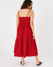 Tiered Maxi Dress in Organic Cotton, Red (RED), large