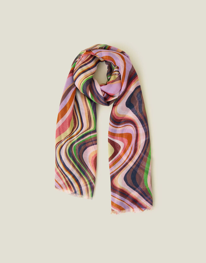 Lightweight Swirl Print Scarf, Multi (BRIGHTS MULTI), large