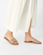 Beaded Slip On Sandals, Gold (GOLD), large