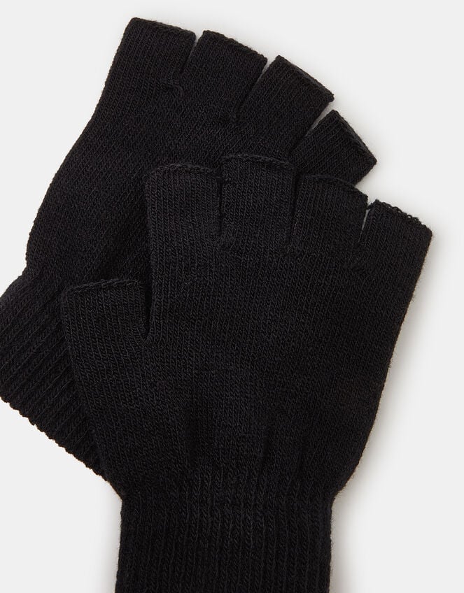 Plain Fingerless Gloves, Black (BLACK), large