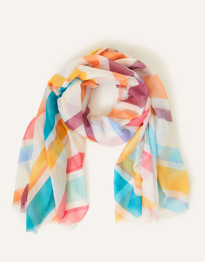 Candy Stripe Printed Scarf in Recycled Polyester, , large