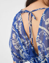 Palm Print Mini Kaftan, Blue (COBALT), large