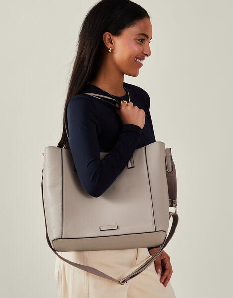 Faux Leather Shoulder Bag, Nude (NUDE), large