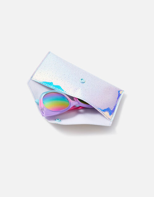 Girls Rainbow Ombre Sunglasses with Case, , large