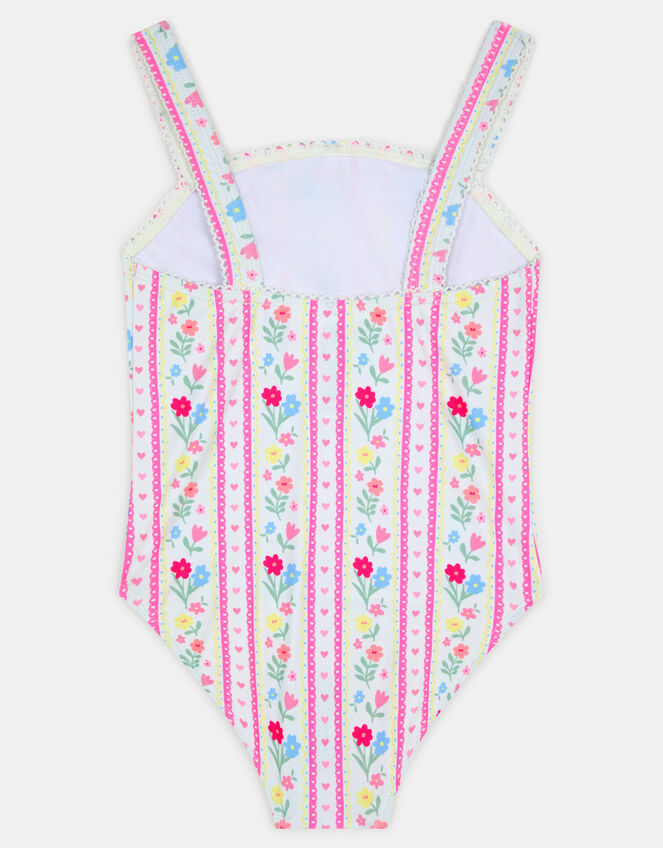 Girls Floral Print Swimsuit & Hair Scrunchie Set, Multi (BRIGHTS MULTI), large