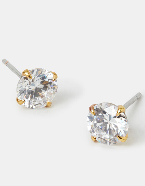 14ct Gold-Plated Simple Studs, , large