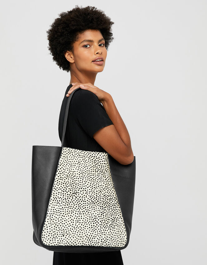 Printed Leather Shopper Bag, , large