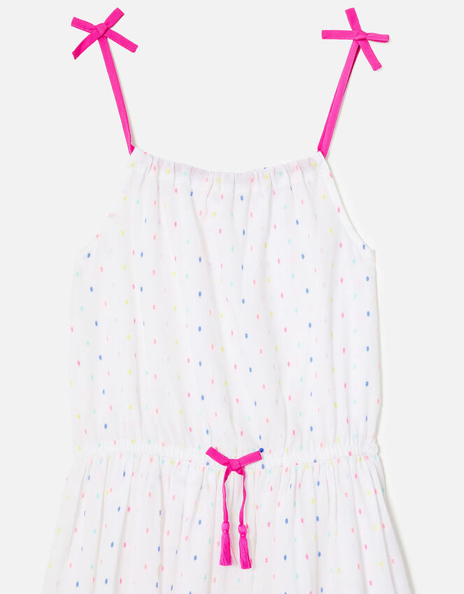 Dobby Spot Dress, White (WHITE), large