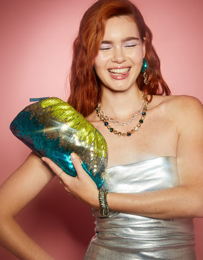 Ombre Sequin Clutch, Multi (BRIGHTS-MULTI), large
