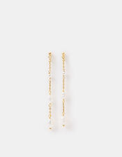 14ct Gold-Plated Pearl Chain Drop Earrings, , large