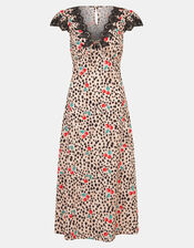 Animal Cherry Print Midi Dress, Multi (MULTI), large