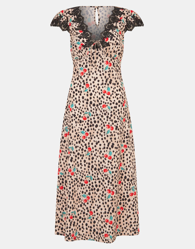 Animal Cherry Print Midi Dress, Multi (MULTI), large