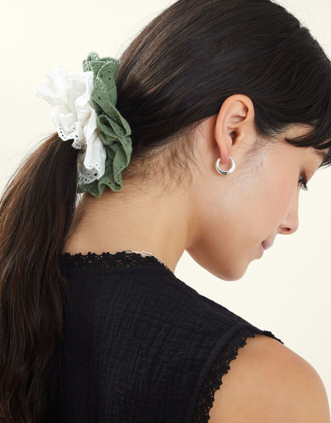 2-Pack Mix Broderie Hair Scrunchies, , large