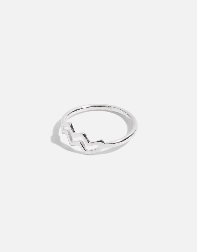 Sterling Silver Zodiac Aquarius Ring, Silver (ST SILVER), large
