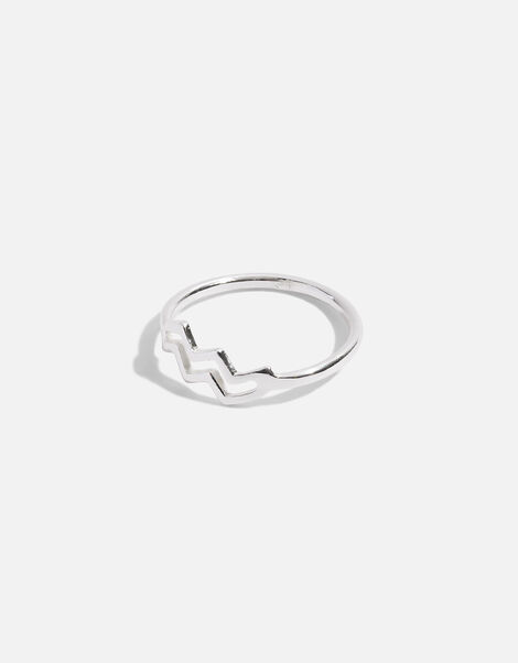 Sterling Silver Zodiac Aquarius Ring, Silver (ST SILVER), large