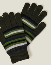 Touchscreen Stripe Knit Gloves, Green (GREEN), large