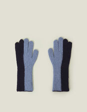 Colour Block Rib Knit Gloves, , large